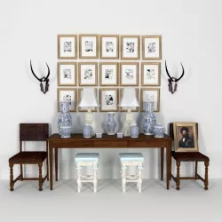 Antiq table with decor