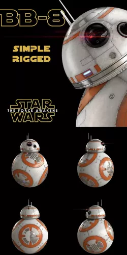BB-8 Star Wars Droid Simple Rigged