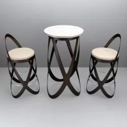 Beer barrel table for 2 persons.