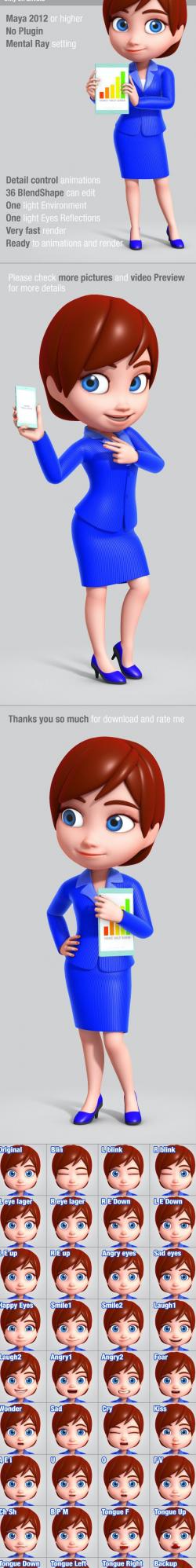 Rigged Cartoon Woman With Glasses 3d Models 【 STLFinder