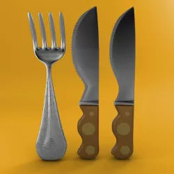 Cartoon - Fork - Knife - Toothed Knife