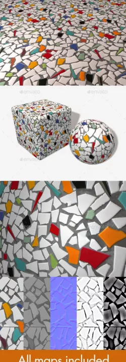 Cracked Mosaic Tile Seamless Texture
