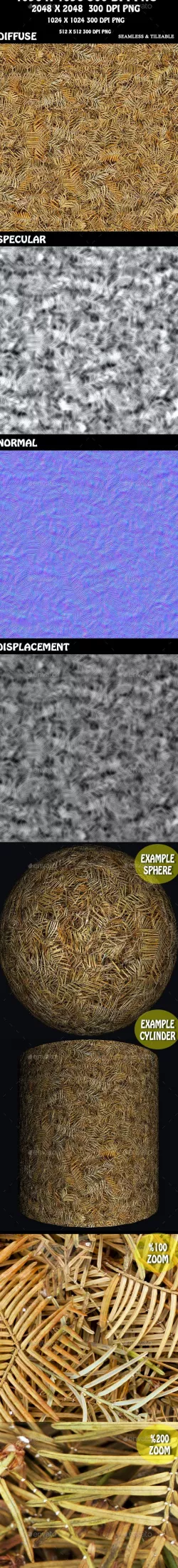 Dry Yellow Leaves 3D