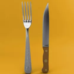 Fork and Wood Handle Knife
