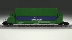 Green Train Well Car w Containers