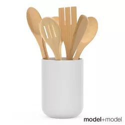 Kitchen wooden tools in a cup