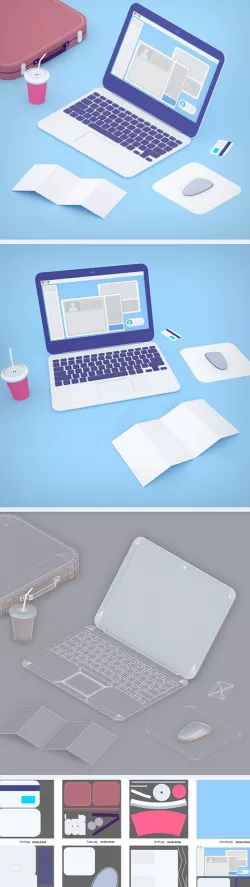 Laptop in toon 3d style
