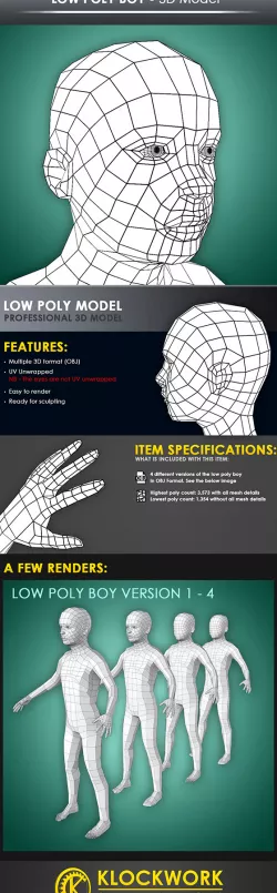 Low Poly Boy Base Mesh