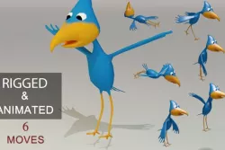 Low Poly Cartoon Bird - Rigged