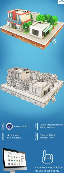 Low Poly City Block