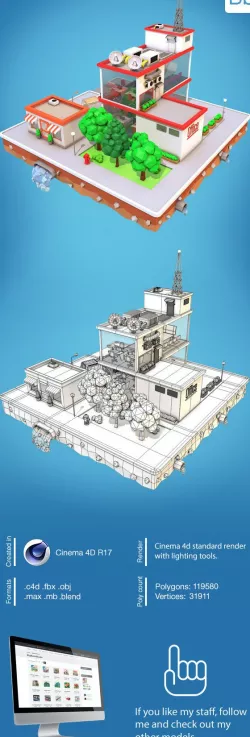 Low Poly City Block5