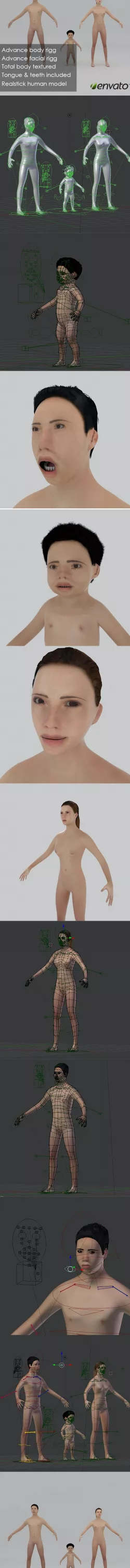 Low Poly Human Family