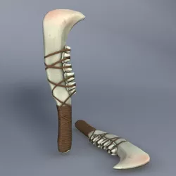 Low Poly Jaw Bone Knife - Maya, mb, OBJ, FBX + Textures