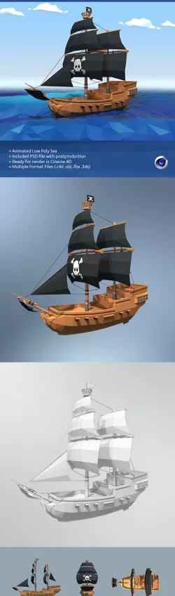 Low Poly Pirate Ship