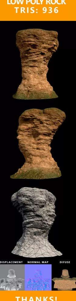 Low Poly Realistic Rock