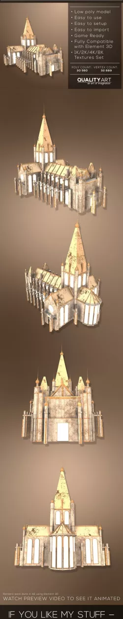 Low Poly Town Hall - Realistic Models Pack