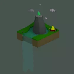 Low Poly Waterfall Landscape