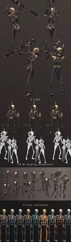 LowPoly HandPainted Mage Skeleton