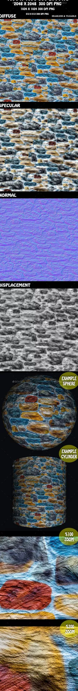 Painted Stone Wall 3D Texture
