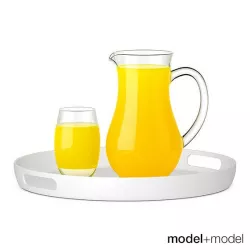 Pitcher and glass of orange juice
