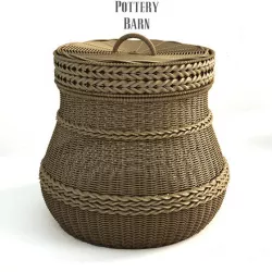 Pottery barn, Lidded Barrel Basket.