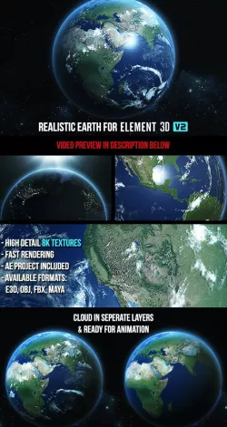 Realistic Earth - Element 3D