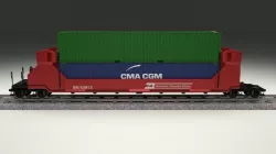 Red Train Well Car w Containers