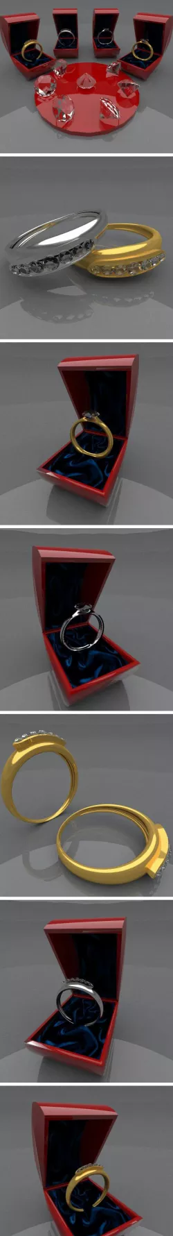 Seven diamonds SILVER & GOLD rings