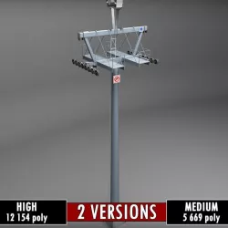 Ski lift mountain pole medium poly