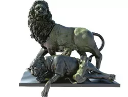 Statue of lion lioness and lion cubs