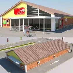 Super Market Building With Parking Space
