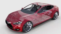 Tesla Model S with chassis-interior rev