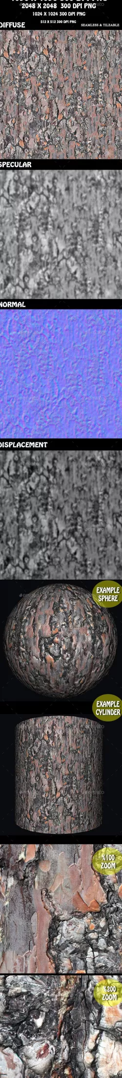 Tree Bark Texture 3 3D