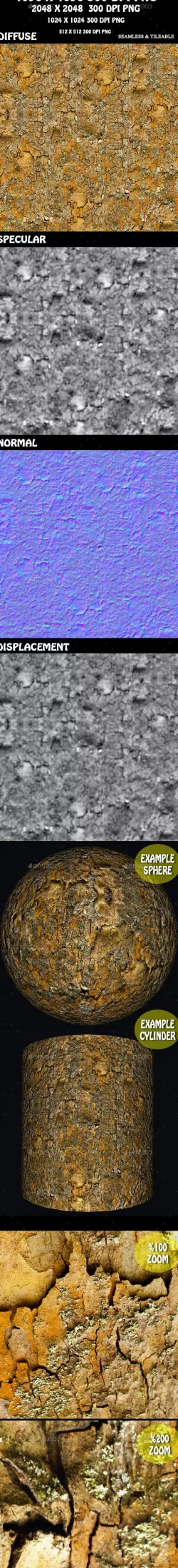 Tree Bark Texture Background 3D
