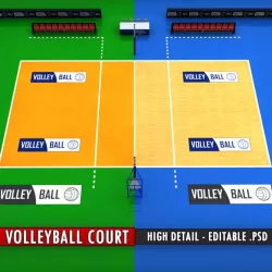 Volleyball court high detail low poly