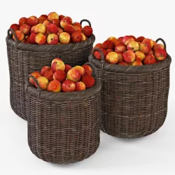 Wicker Basket 07 Walnut Brown Color with Apples