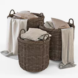 Wicker Basket 07 (Walnut Brown) with Cloth