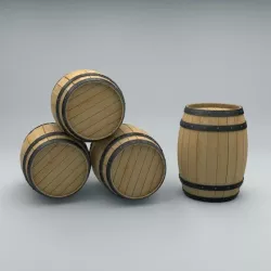 Wooden Barrel with Metal Bands
