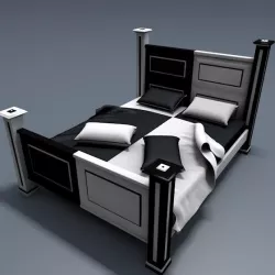 Wooden Bed Black & White Style
