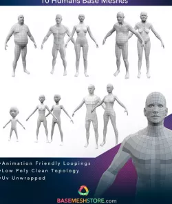 10 Humans Base Meshes