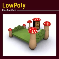 3D lowpoly mushroom Kids room furniture