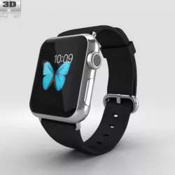 Apple Watch 38mm Stainless Steel Case Black Classic Buckle