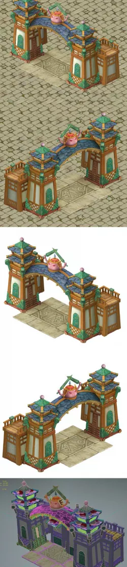 Cartoon version - city gate - wall