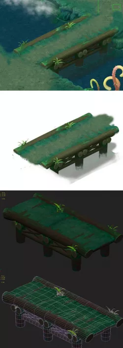 Cartoon version - stems straight wooden bridge