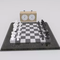 Chess board with chess clock