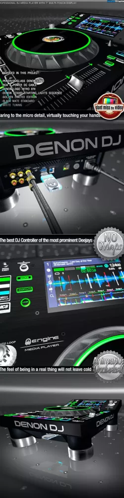 Denon SC5000 Prime - Pro. DJ Media Player, in 3 different skins