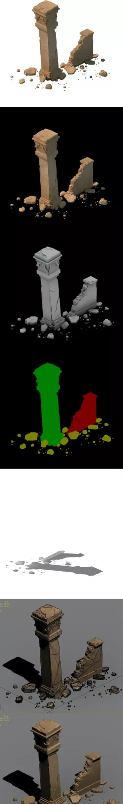 Desert ancient battlefield - Broken Wall pillar 01