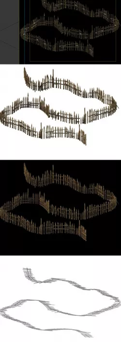 Game Model - prairie scene - wooden fence fence fence 01