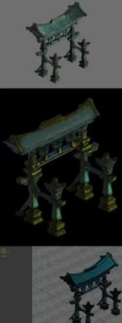 Game model - the entrance of the large area of four Sagun archway