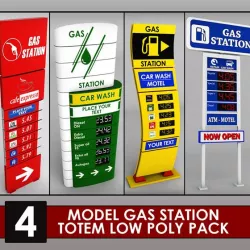 Gas station price sign totem low poly pack